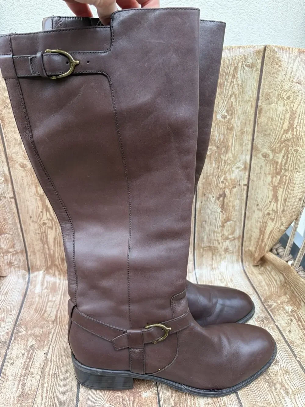Ralph Lauren Womens Size 8B Margarite Boot Brown Leather Zip Riding 10B